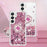 For Samsung Galaxy S24 TPU Case with Kickstand Quicksand Shockproof Cover - Rose Gold / Hearts - 7