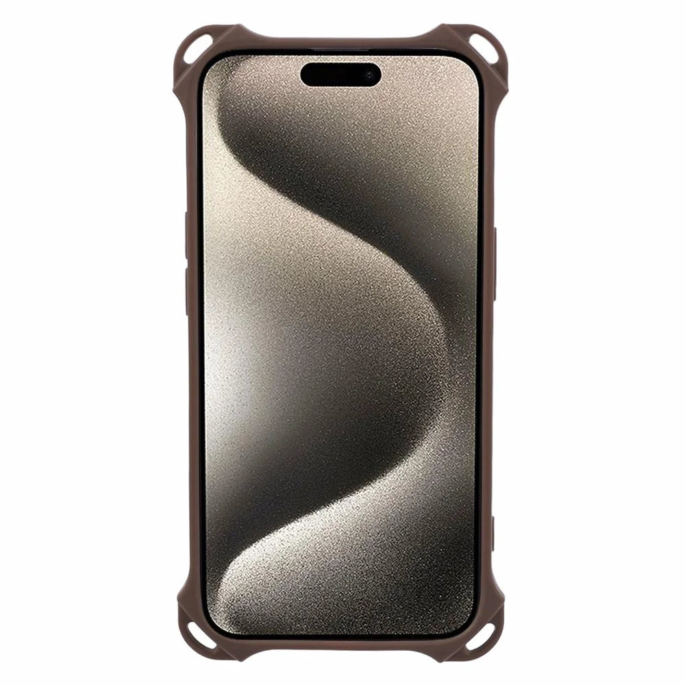 HRX Series for iPhone 15 Plus TPU Case Four Corner Anti-drop Card Holder Cover (Precise Cutout) - Brown - 2