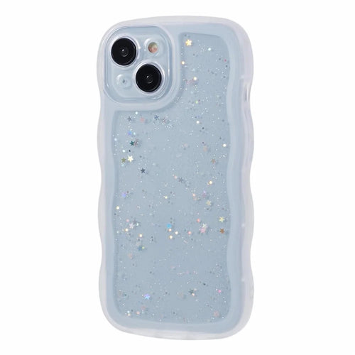 JTW Series for iPhone 15 Plus Case Glitter Sequins Epoxy TPU Phone Back Cover - White - 1