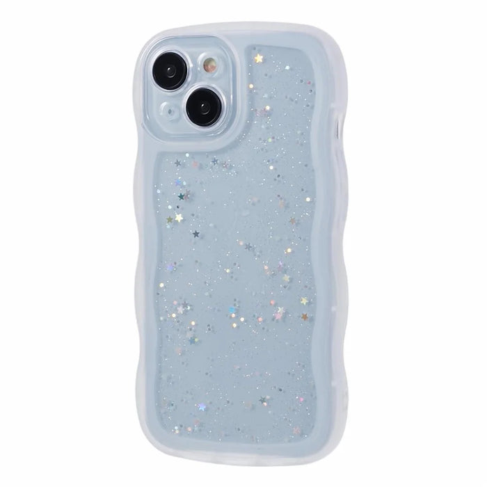 JTW Series for iPhone 15 Plus Case Glitter Sequins Epoxy TPU Phone Back Cover - White - 1