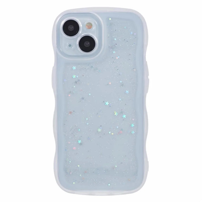 JTW Series for iPhone 15 Plus Case Glitter Sequins Epoxy TPU Phone Back Cover - White - 3