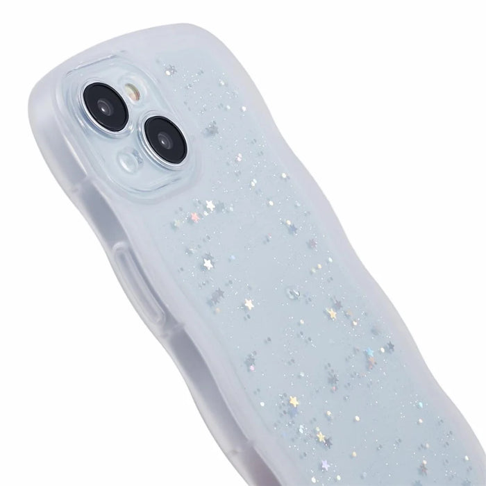 JTW Series for iPhone 15 Plus Case Glitter Sequins Epoxy TPU Phone Back Cover - White - 6