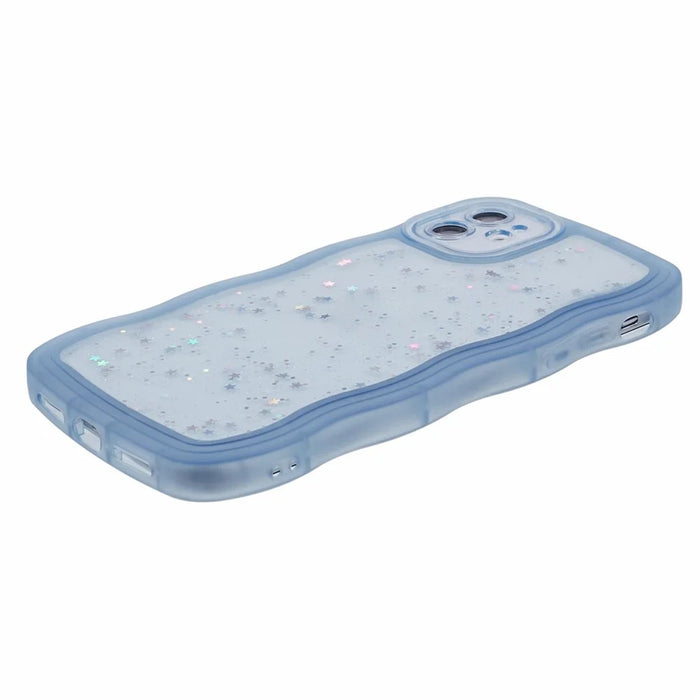 JTW Series for iPhone 11 TPU Case Glitter Stars Wavy Edge Protective Phone Cover - Blue - 4