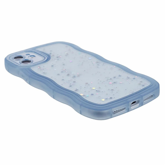 JTW Series for iPhone 11 TPU Case Glitter Stars Wavy Edge Protective Phone Cover - Blue - 5