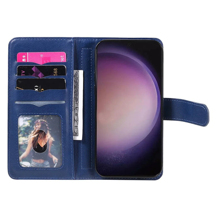 For Samsung Galaxy S24 Ultra Leather Case with 10 Card Holder Phone Cover Stand - Blue - 2
