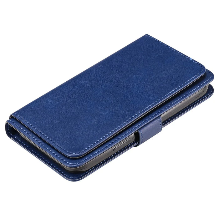 For Samsung Galaxy S24 Ultra Leather Case with 10 Card Holder Phone Cover Stand - Blue - 7