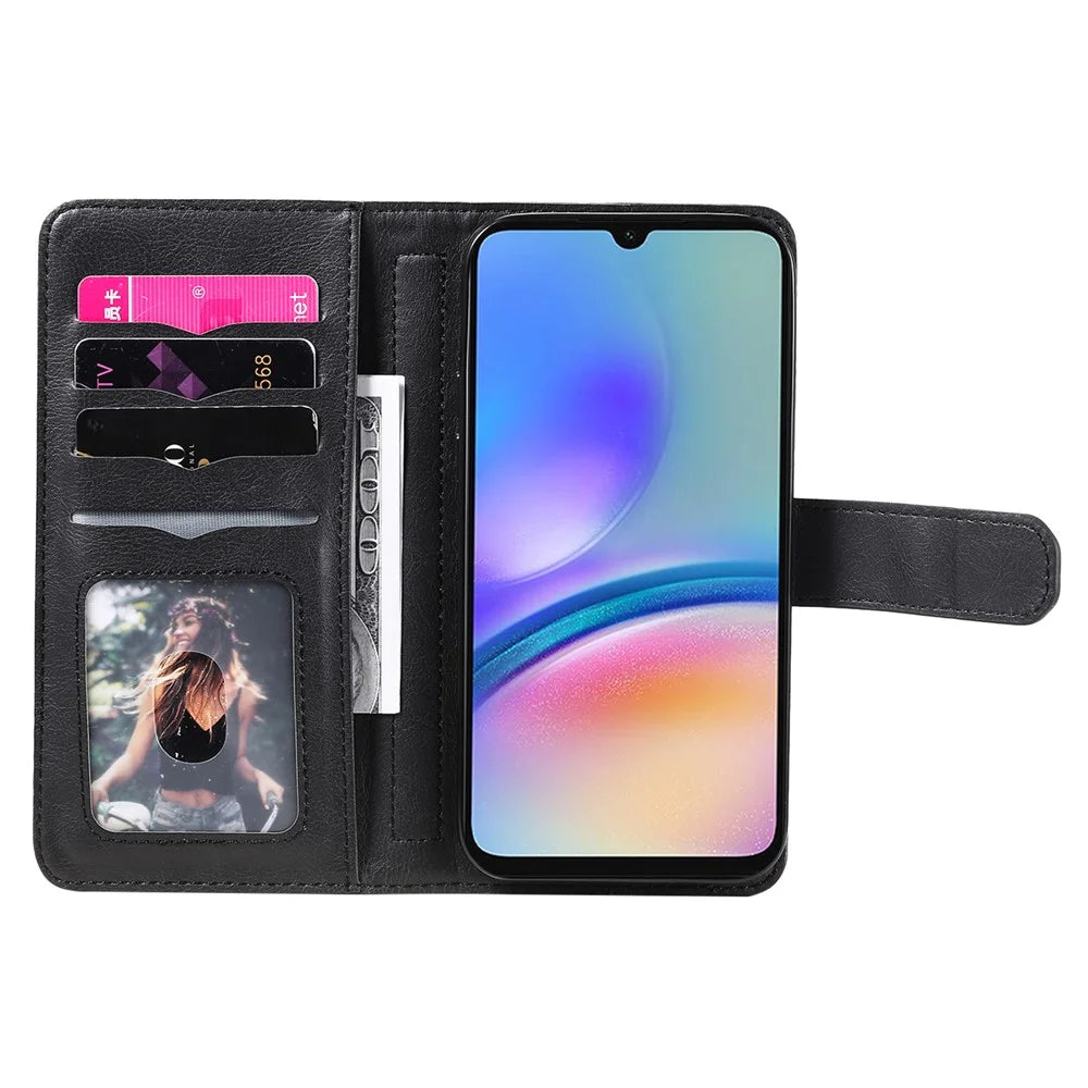 For Samsung Galaxy A05s 4G Leather Case with 10 Card Holder Phone Cover Stand - Black - 2