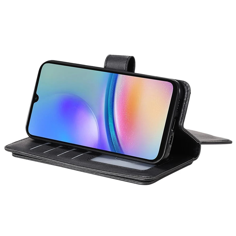 For Samsung Galaxy A05s 4G Leather Case with 10 Card Holder Phone Cover Stand - Black - 4