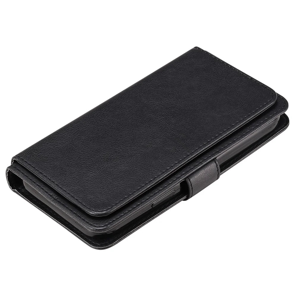 For Samsung Galaxy A05s 4G Leather Case with 10 Card Holder Phone Cover Stand - Black - 7