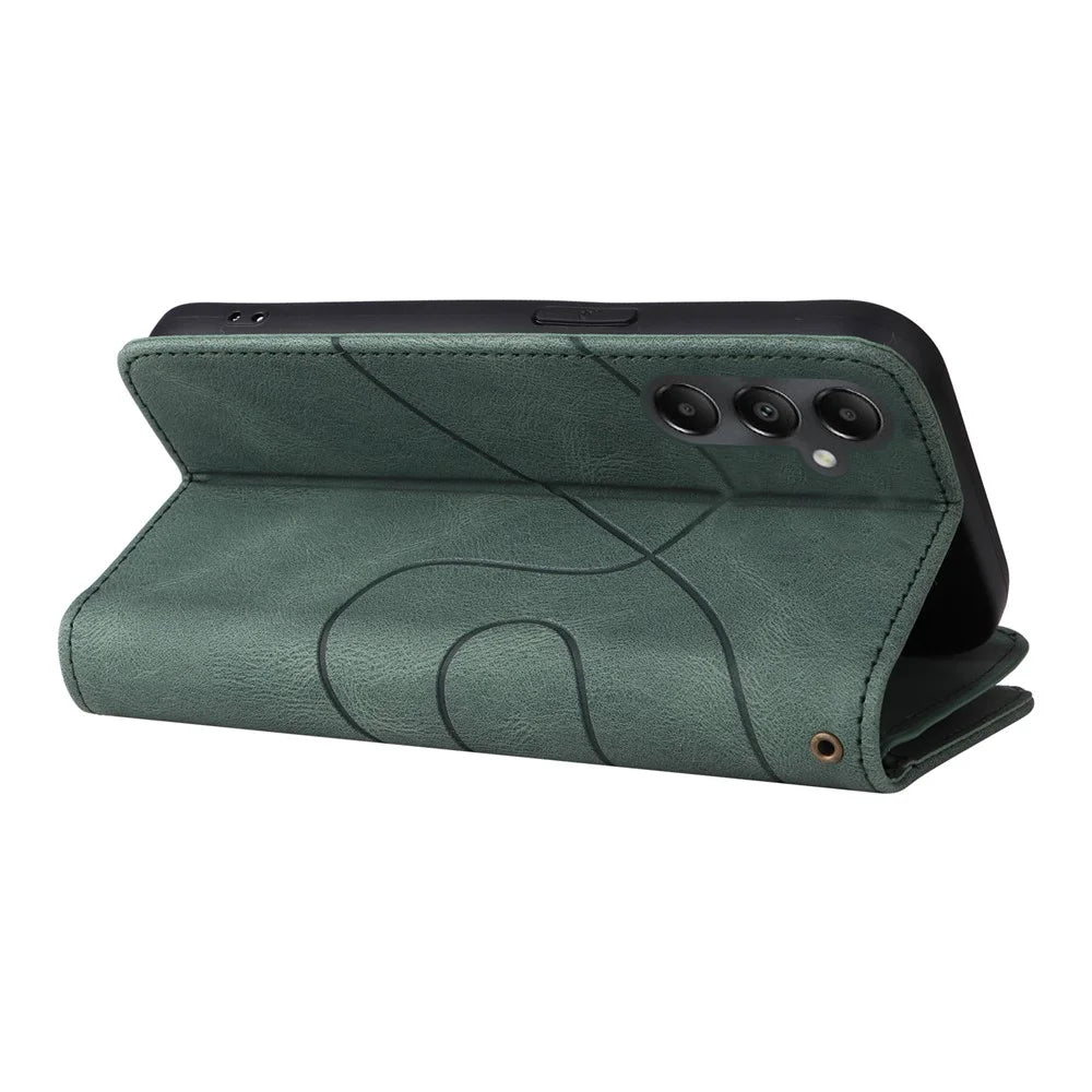 For Samsung Galaxy A05s 4G Leather Case with Strap Zipper 9 Card Slot Phone Cover Stand - Green - 4