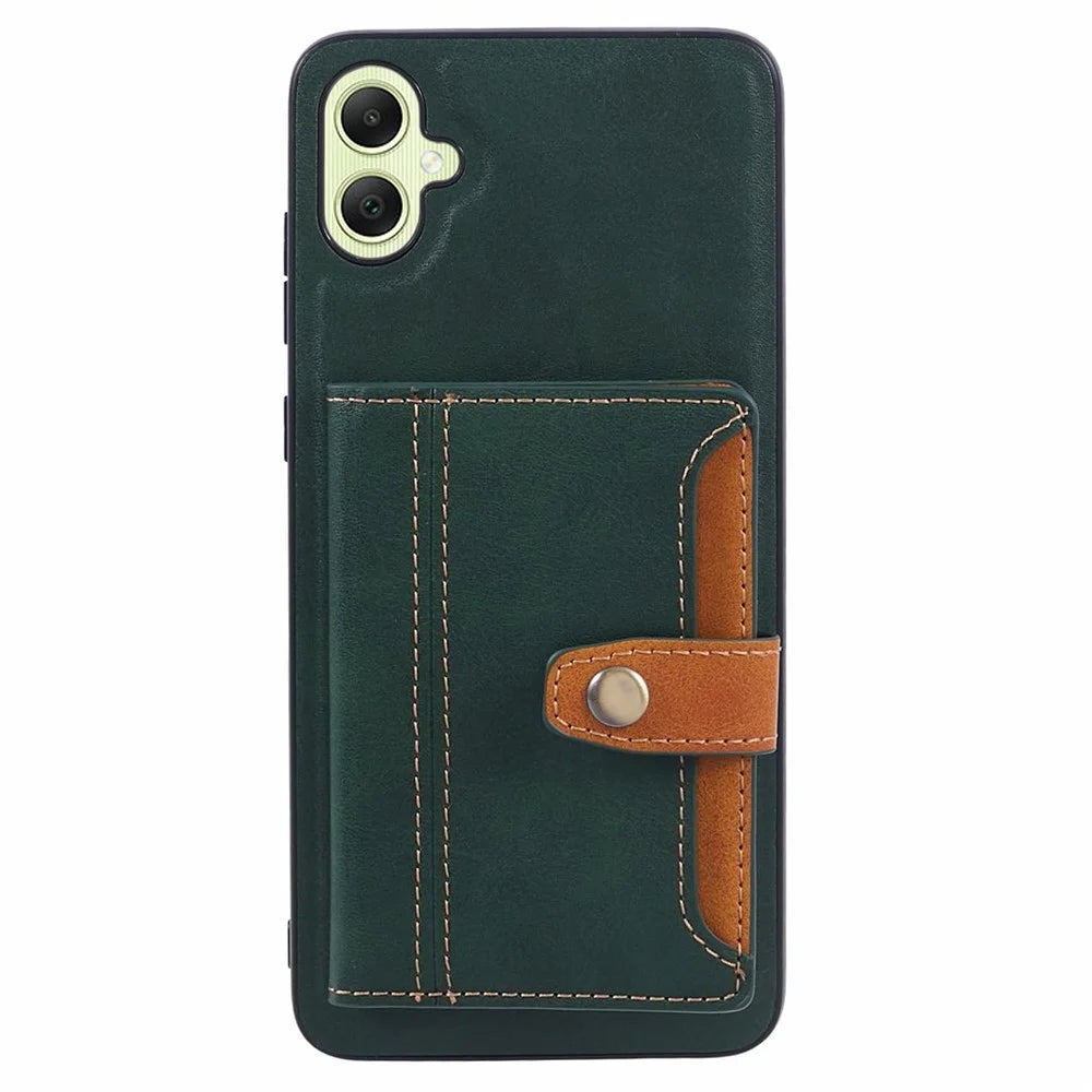 For Samsung Galaxy A05 4G Case Kickstand Phone Cover with Card Holder - Green - 1