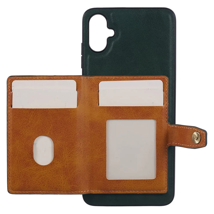 For Samsung Galaxy A05 4G Case Kickstand Phone Cover with Card Holder - Green - 3