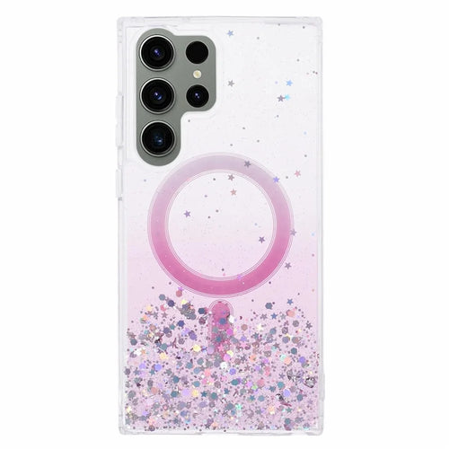 JTW Series for Samsung Galaxy S23 Ultra Case Gradient Glitter Epoxy Magnetic Phone Cover - Pink - 1