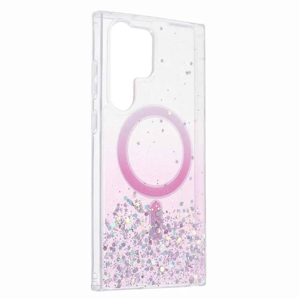 JTW Series for Samsung Galaxy S23 Ultra Case Gradient Glitter Epoxy Magnetic Phone Cover - Pink - 3
