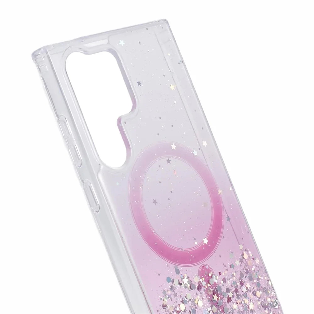 JTW Series for Samsung Galaxy S23 Ultra Case Gradient Glitter Epoxy Magnetic Phone Cover - Pink - 7