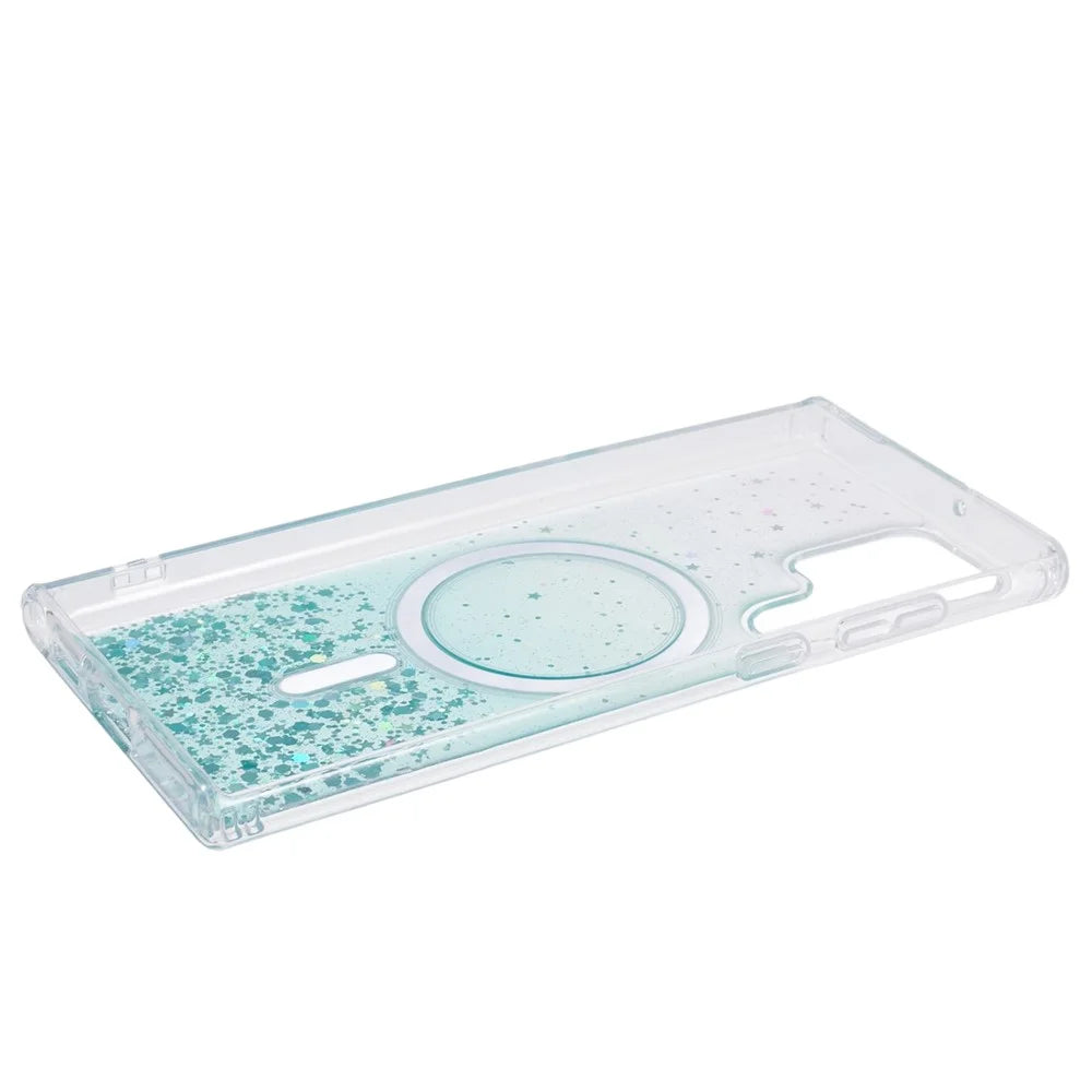 JTW Series Shockproof Case for Samsung Galaxy S22 Ultra 5G Magnetic Case Glitter Epoxy TPU+Acrylic Phone Cover - Green - 5