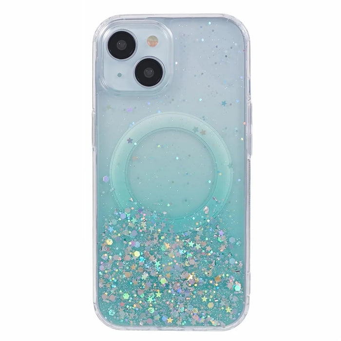JTW Series for iPhone 15 Plus Magnetic Case Compatible with MagSafe Gradient Glitter Phone Cover - Green - 3
