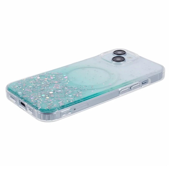 JTW Series for iPhone 15 Plus Magnetic Case Compatible with MagSafe Gradient Glitter Phone Cover - Green - 5