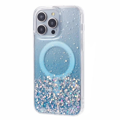 JTW Series For iPhone 12 / 12 Pro 6.1 inch Case Sparkle Epoxy TPU+Acrylic Phone Cover Compatible with MagSafe - Blue - 1