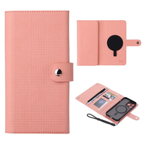 VILI GHB Series for iPhone 15 Pro Max Magnetic Case Compatible with MagSafe Leather Cover - Pink - 1