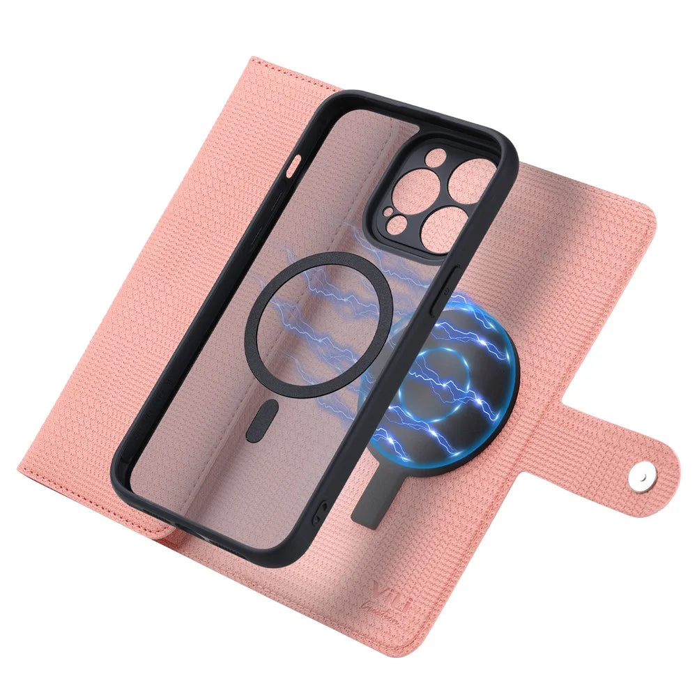 VILI GHB Series for iPhone 15 Pro Max Magnetic Case Compatible with MagSafe Leather Cover - Pink - 2