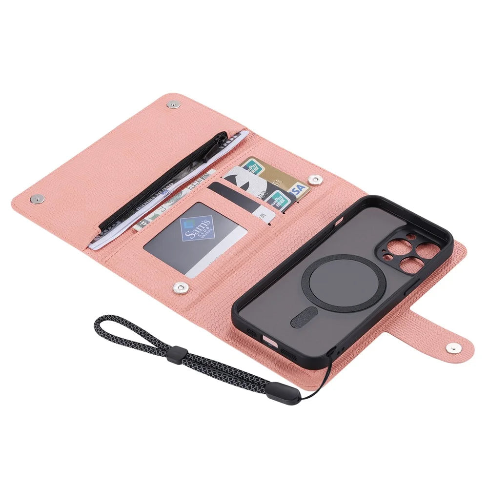 VILI GHB Series for iPhone 15 Pro Max Magnetic Case Compatible with MagSafe Leather Cover - Pink - 3