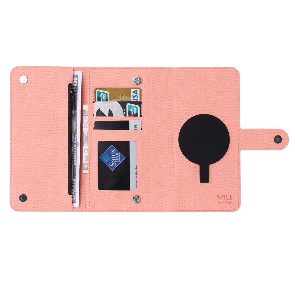 VILI GHB Series for iPhone 15 Pro Max Magnetic Case Compatible with MagSafe Leather Cover - Pink - 6