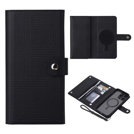 VILI GHB Series for iPhone 15 Pro Leather Case RFID Blocking Magnetic Phone Cover - Black - 1