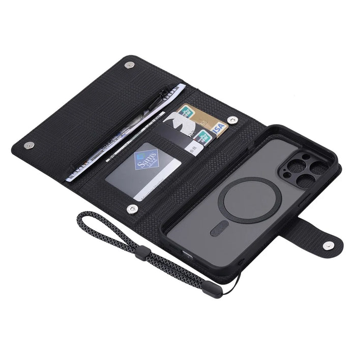 VILI GHB Series for iPhone 15 Pro Leather Case RFID Blocking Magnetic Phone Cover - Black - 3