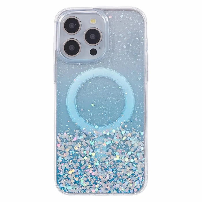 JTW Series For iPhone 15 Pro Max Case Compatible with MagSafe Sparkle Epoxy TPU+Acrylic Phone Shell - Blue - 3