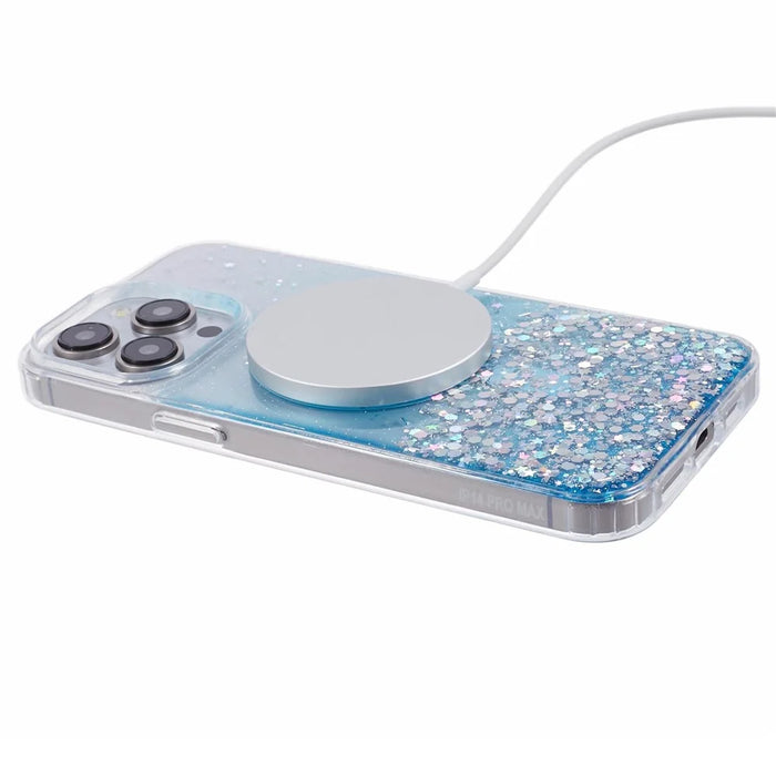 JTW Series For iPhone 15 Pro Max Case Compatible with MagSafe Sparkle Epoxy TPU+Acrylic Phone Shell - Blue - 4