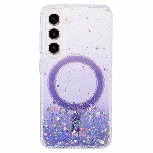 JTW Series TPU+Acrylic Phone Case for Samsung Galaxy S23 Case Glitter Epoxy Shockproof Cover Magnetic Case - Purple - 1