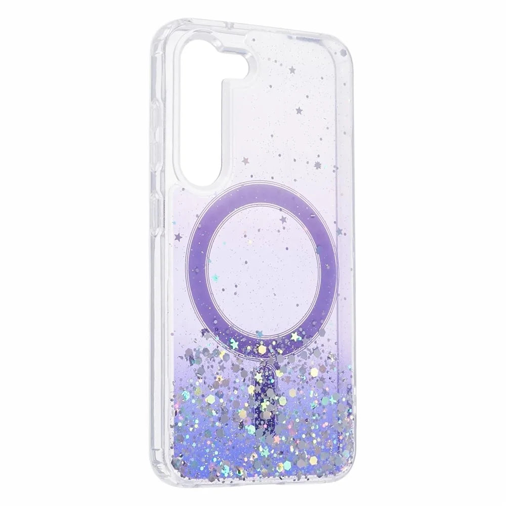 JTW Series TPU+Acrylic Phone Case for Samsung Galaxy S23 Case Glitter Epoxy Shockproof Cover Magnetic Case - Purple - 3