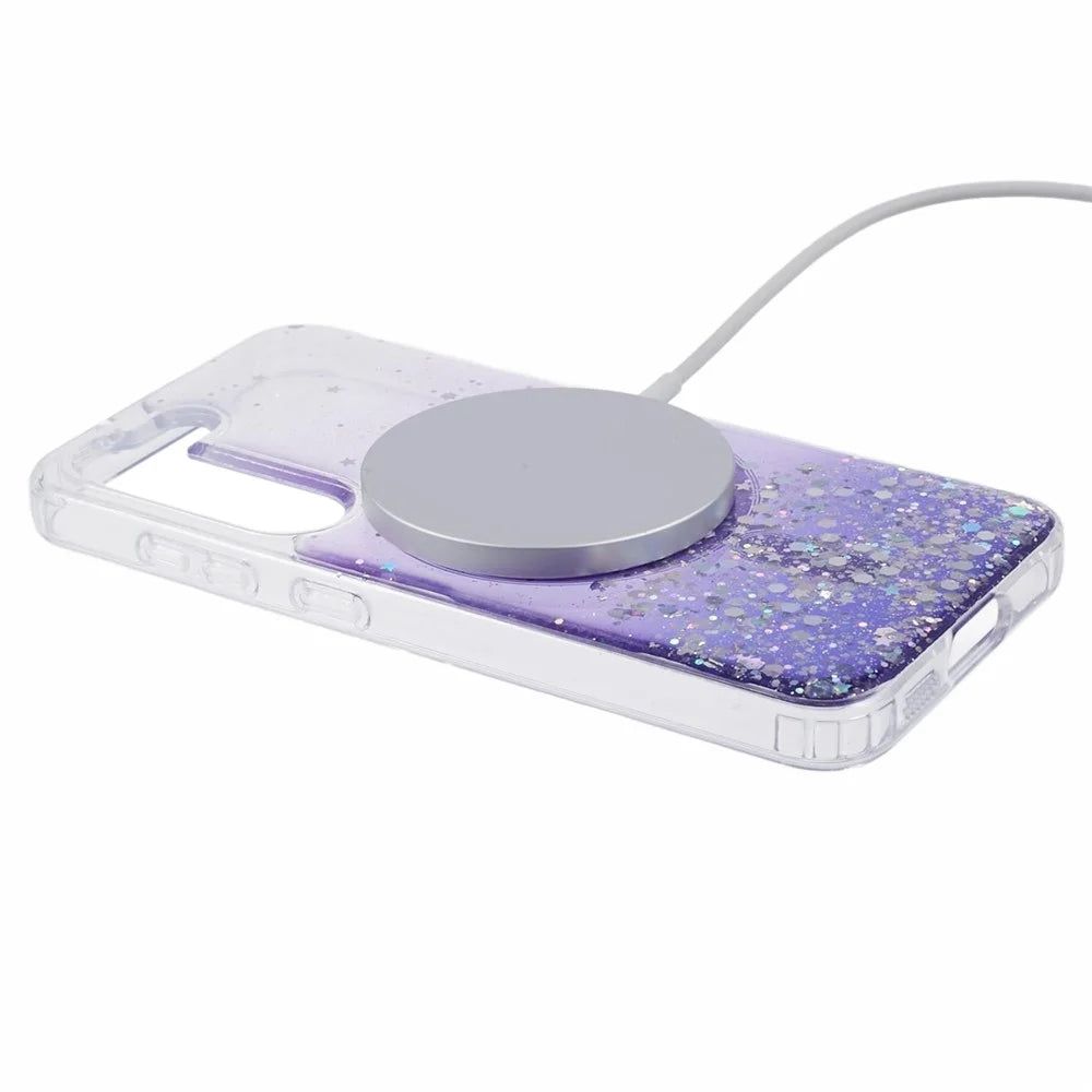 JTW Series TPU+Acrylic Phone Case for Samsung Galaxy S23 Case Glitter Epoxy Shockproof Cover Magnetic Case - Purple - 4