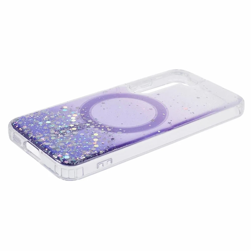 JTW Series TPU+Acrylic Phone Case for Samsung Galaxy S23 Case Glitter Epoxy Shockproof Cover Magnetic Case - Purple - 5