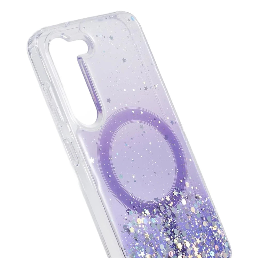 JTW Series TPU+Acrylic Phone Case for Samsung Galaxy S23 Case Glitter Epoxy Shockproof Cover Magnetic Case - Purple - 7