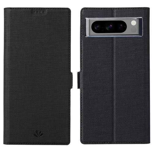 VILI DMK Series for Google Pixel 8 Pro Case Cross Texture Leather Cover with Wallet Stand - Black - 1