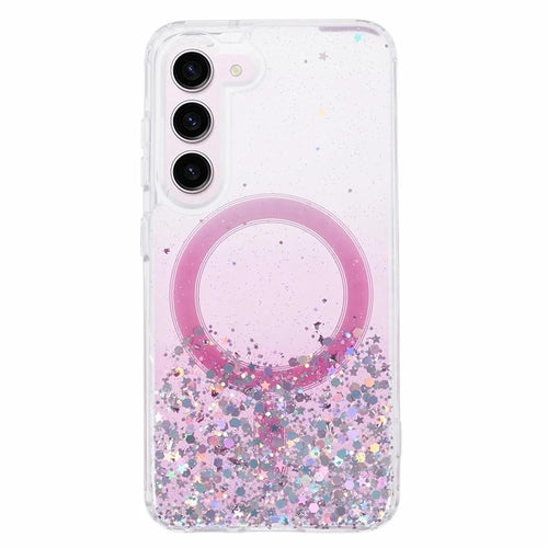 JTW Series TPU+Acrylic Slim Case for Samsung Galaxy S23+ Case Glitter Epoxy Anti-Drop Phone Cover Magnetic Case - Pink - 1