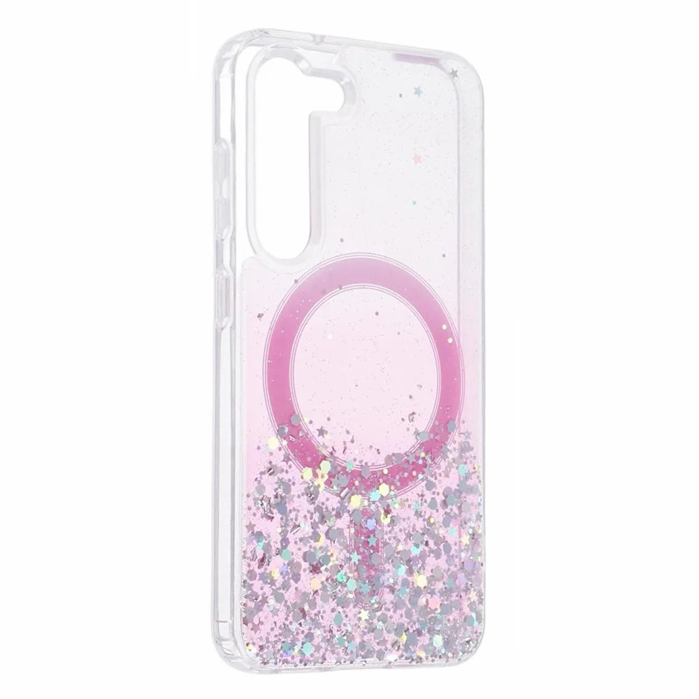 JTW Series TPU+Acrylic Slim Case for Samsung Galaxy S23+ Case Glitter Epoxy Anti-Drop Phone Cover Magnetic Case - Pink - 3