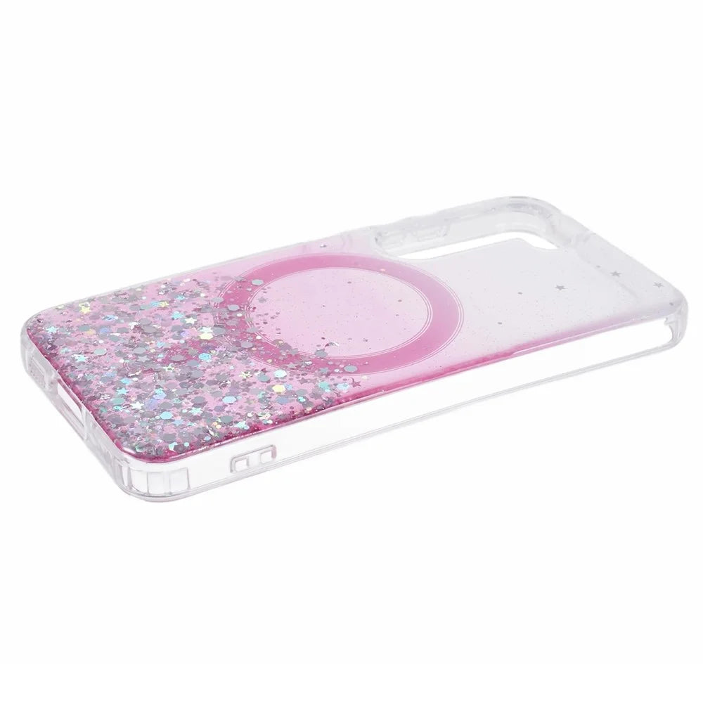 JTW Series TPU+Acrylic Slim Case for Samsung Galaxy S23+ Case Glitter Epoxy Anti-Drop Phone Cover Magnetic Case - Pink - 5