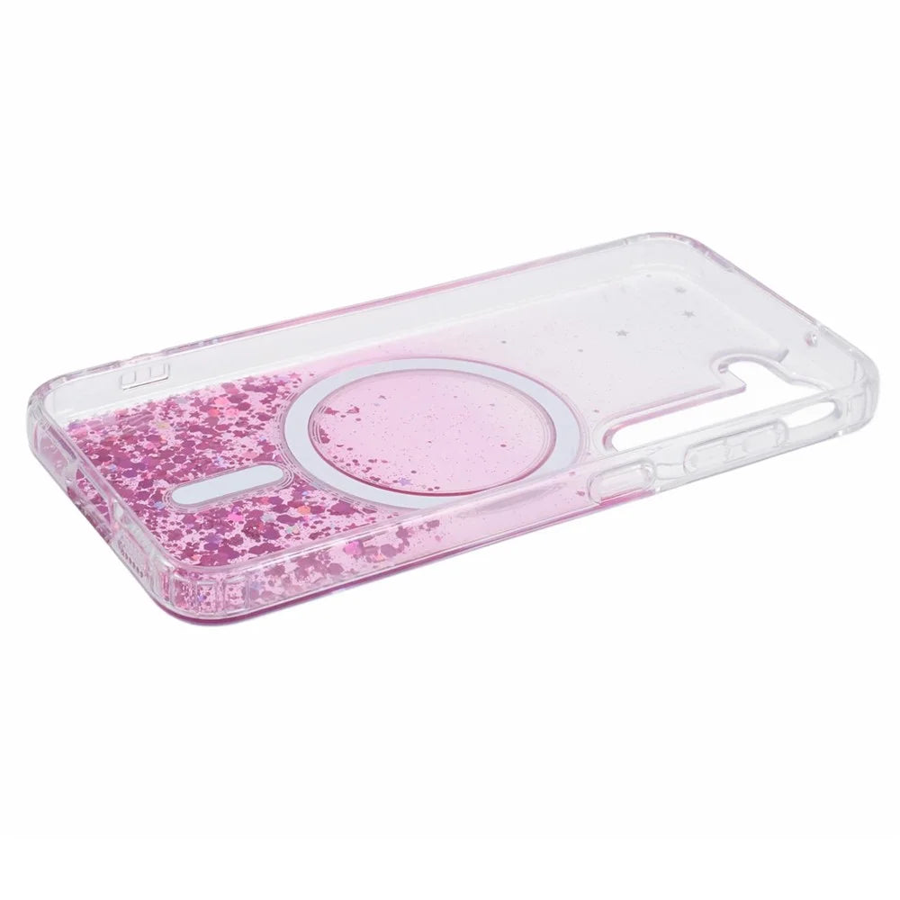 JTW Series TPU+Acrylic Slim Case for Samsung Galaxy S23+ Case Glitter Epoxy Anti-Drop Phone Cover Magnetic Case - Pink - 6