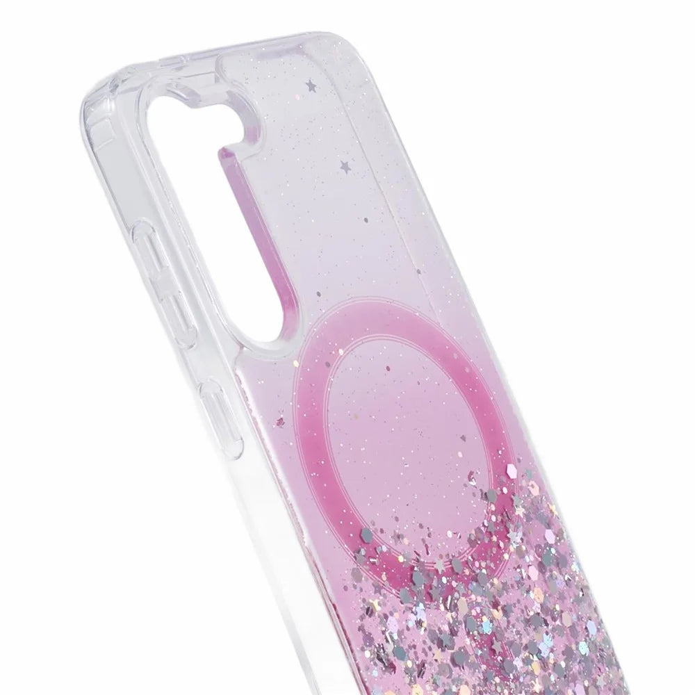 JTW Series TPU+Acrylic Slim Case for Samsung Galaxy S23+ Case Glitter Epoxy Anti-Drop Phone Cover Magnetic Case - Pink - 7