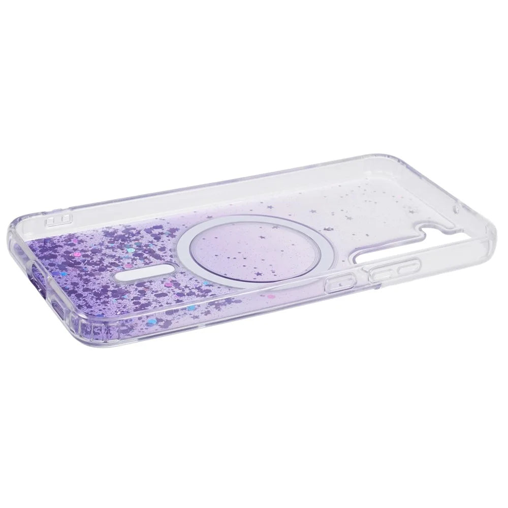 JTW Series Glitter Epoxy TPU+Acrylic Phone Case for Samsung Galaxy S22 5G Magnetic Case - Purple - 5