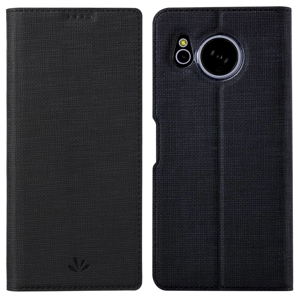 VILI DMX Series For Sharp Aquos Sense 8 Case Leather Stand Cover with Card Holder - Black - 1