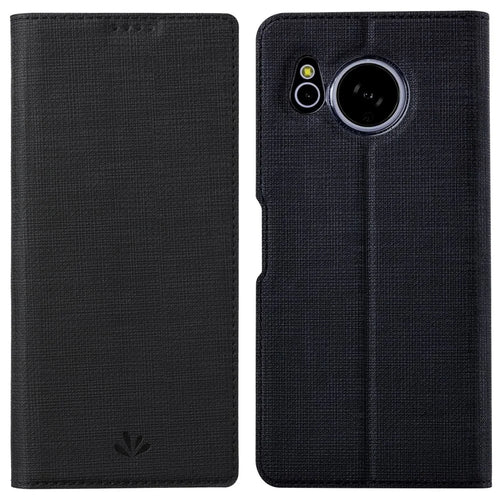 VILI DMX Series For Sharp Aquos Sense 8 Case Leather Stand Cover with Card Holder - Black - 1