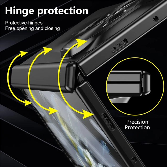 For OnePlus Open Phone Case Tempered Glass Film Hinge Protection Hard PC Cover - Black - 4