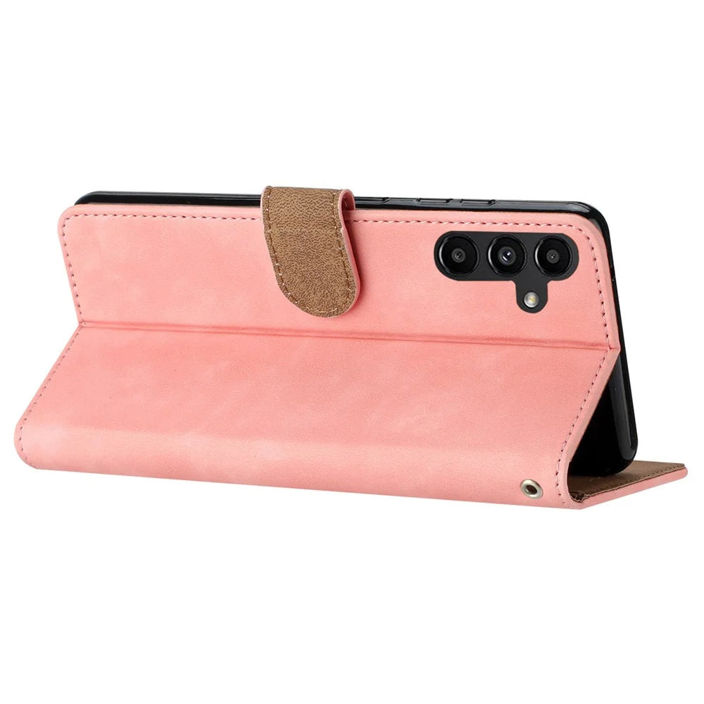 For Samsung Galaxy A15 5G Case Imprinted Butterfly Wallet PU Leather Phone Stand Cover - Pink - 3
