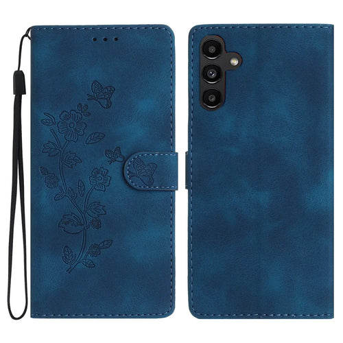For Samsung Galaxy A05s 4G Case Magnetic PU Leather Imprinted Wallet Phone Protector - Blue - 1