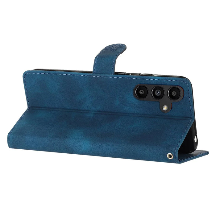For Samsung Galaxy A05s 4G Case Magnetic PU Leather Imprinted Wallet Phone Protector - Blue - 4