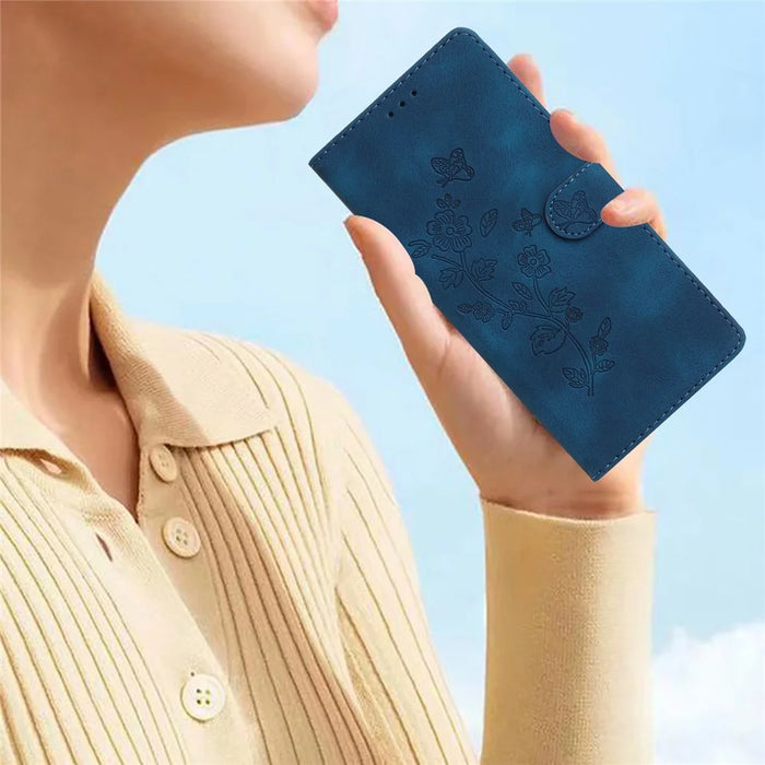 For Samsung Galaxy A05s 4G Case Magnetic PU Leather Imprinted Wallet Phone Protector - Blue - 7